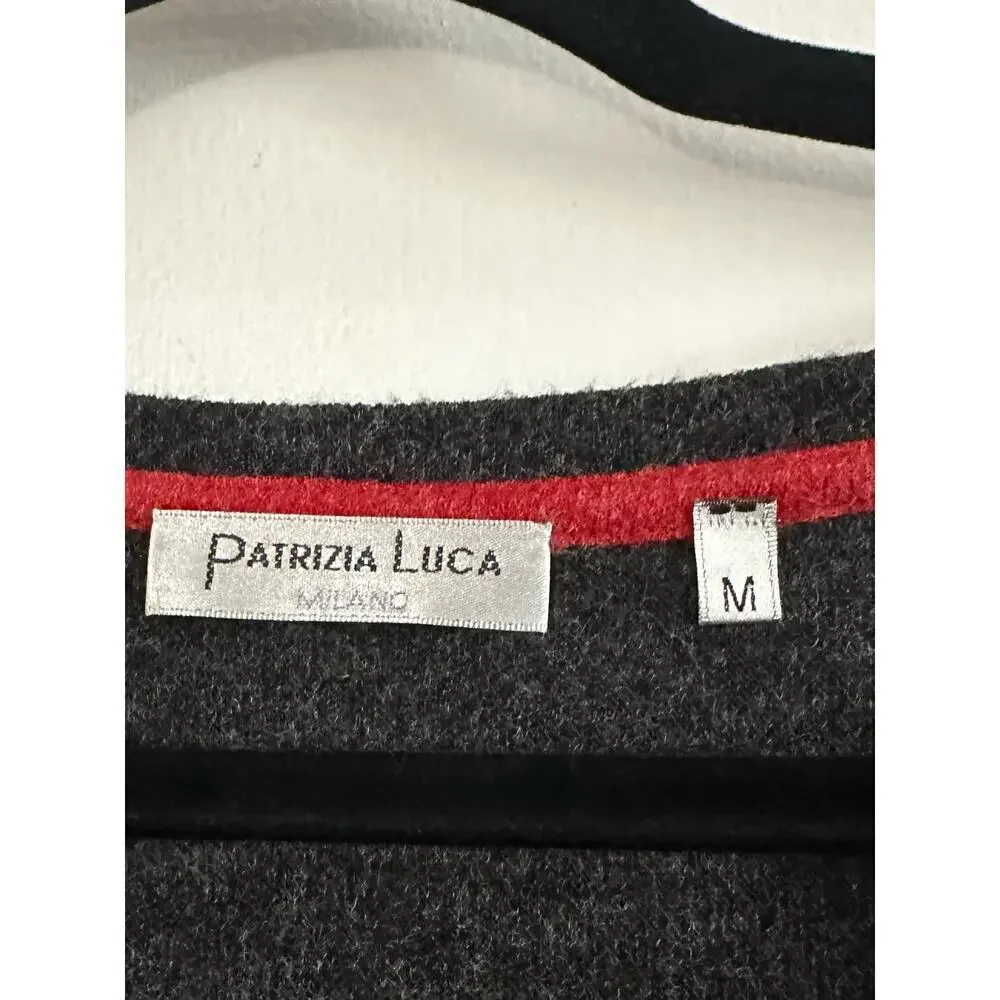 PATRIZIA LUCA Milano Gray Zipper-Detail Tunic Sweater Top Ruched Sleeve - Sz M